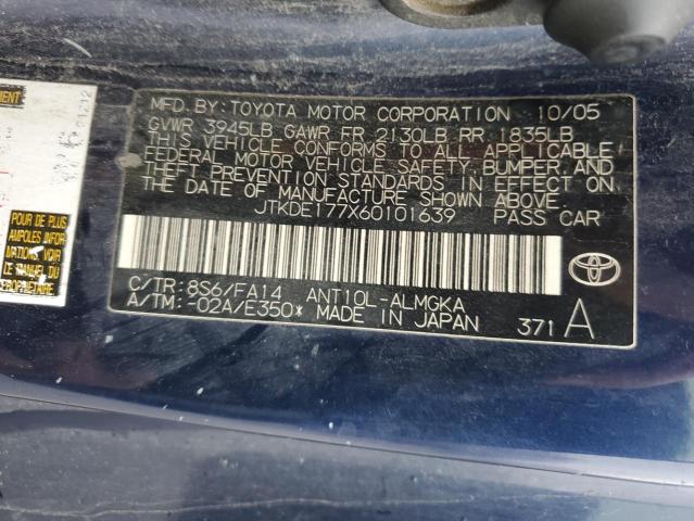 JTKDE177X60101639 - 2006 TOYOTA SCION TC ლურჯი ფოტო 12