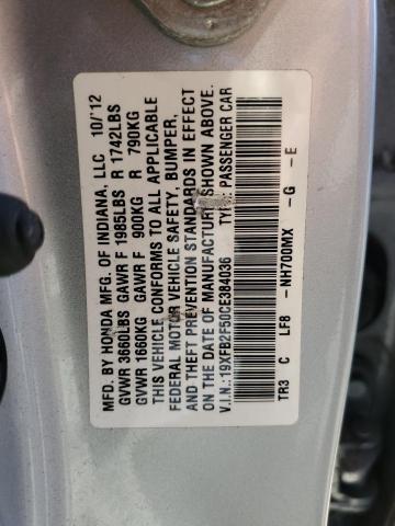 19XFB2F50CE384036 - 2012 HONDA CIVIC LX SILVER photo 13