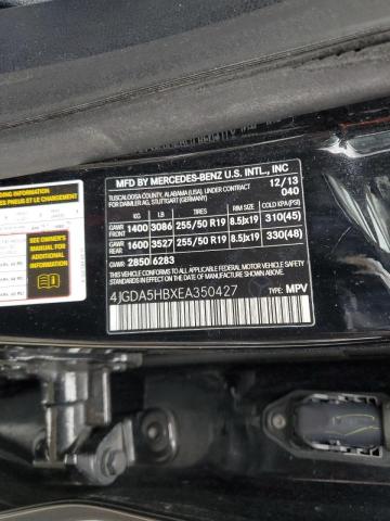 4JGDA5HBXEA350427 - 2014 MERCEDES-BENZ ML 350 4MATIC BLACK photo 12