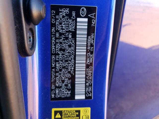 JTHKD5BH9C2082041 - 2012 LEXUS CT 200 BLUE photo 13