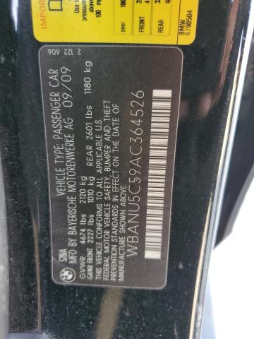 WBANU5C59AC364526 - 2010 BMW 528 I BLACK photo 12