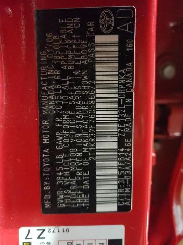2T1KR32E76C586672 - 2006 TOYOTA COROLLA MA XR RED photo 13