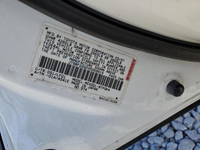 JT8BF22G0V0069919 - 1997 LEXUS ES 300 WHITE photo 12