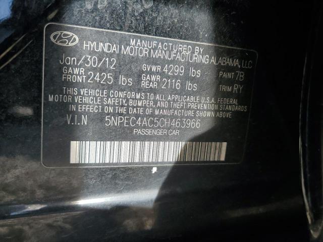 5NPEC4AC5CH463966 - 2012 HYUNDAI SONATA SE BLACK photo 12