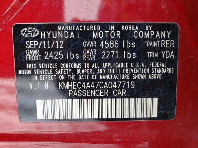 KMHEC4A47CA047719 - 2012 HYUNDAI SONATA HYBRID RED photo 12