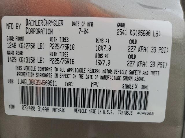 1J4GL38K35W500911 - 2005 JEEP LIBERTY RENEGADE 棕色 照片 13