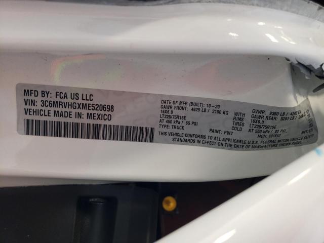 3C6MRVHGXME520698 - 2021 RAM PROMASTER 3500 HIGH თეთრი ფოტო 13