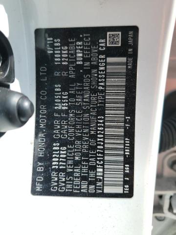 JHMFC1F70JX026343 - 2018 HONDA CIVIC EXL თეთრი ფოტო 13