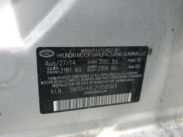 5NPDH4AE2FH580214 - 2015 HYUNDAI ELANTRA SE SILVER photo 12