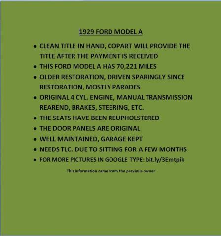 A1473531 - 1929 FORD MODEL A Жасыл фото 12