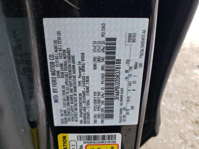 3FA6P0LU2DR378188 - 2013 FORD FUSION SE HYBRID BLACK photo 12