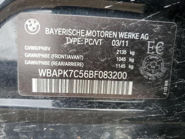 WBAPK7C56BF083200 - 2011 BMW 328 XI BLACK photo 12