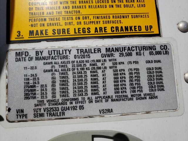 1UYVS2533GU419205 - 2016 UTILITY TRAILER თეთრი ფოტო 10