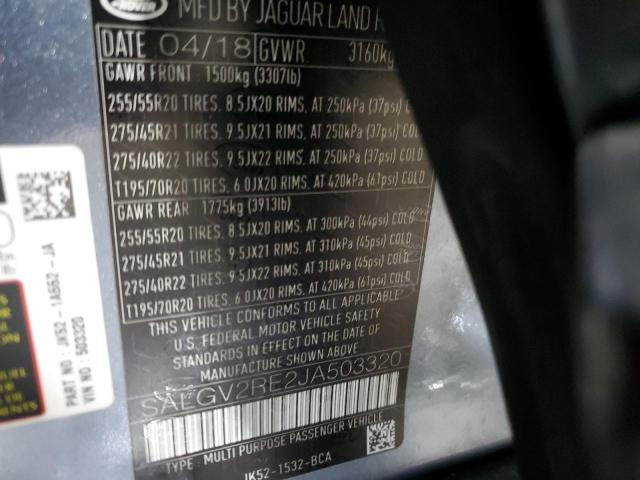 SALGV2RE2JA503320 - 2018 LAND ROVER RANGE ROVE AUTOBIOGRAPHY BLUE photo 13