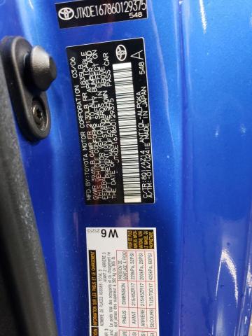 JTKDE167860129375 - 2006 TOYOTA SCION TC ლურჯი ფოტო 12