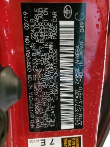 JTDKARFP0K3113334 - 2019 TOYOTA PRIUS PRIM 红色 照片 13