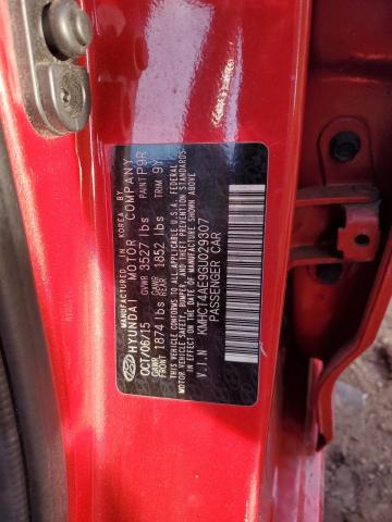 KMHCT4AE9GU029307 - 2016 HYUNDAI ACCENT SE RED photo 12