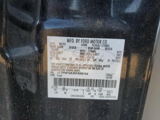 1FTPW12535FB58154 - 2005 FORD F150 SUPER CHARCOAL photo 12