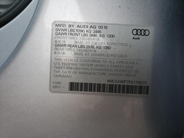 WA1LFAFP7FA116573 - 2015 AUDI Q5 PREMIUM PLUS SILVER photo 13