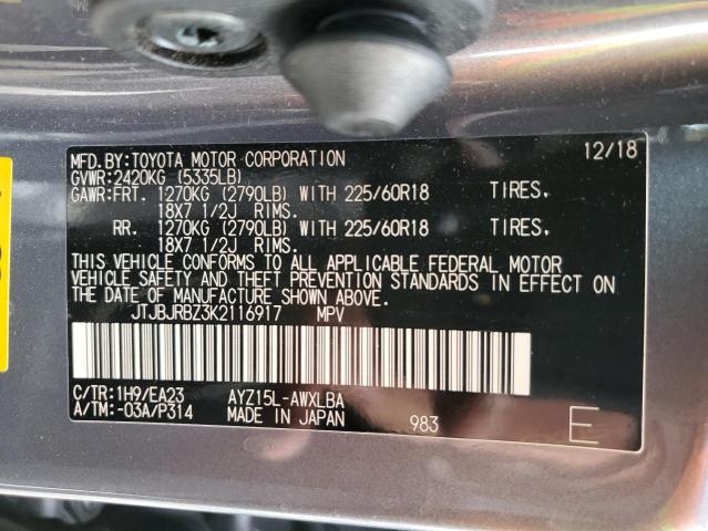 JTJBJRBZ3K2116917 - 2019 LEXUS NX 300H GRAY photo 13