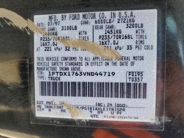 1FTDX1763VND44719 - 1997 FORD F-150 BLACK photo 12