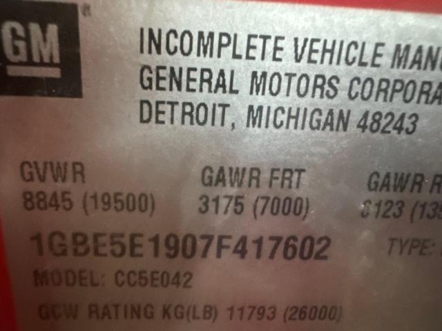 1GBE5E1907F417602 - 2007 CHEVROLET C5500 C5E042 RED photo 10