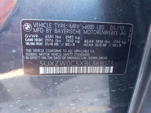 5UXZW0C5XBL369073 - 2011 BMW X5 XDRIVE35D BLACK photo 12