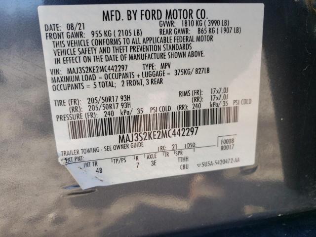 MAJ3S2KE2MC442297 - 2021 FORD ECOSPORT TITANIUM GRAY photo 13