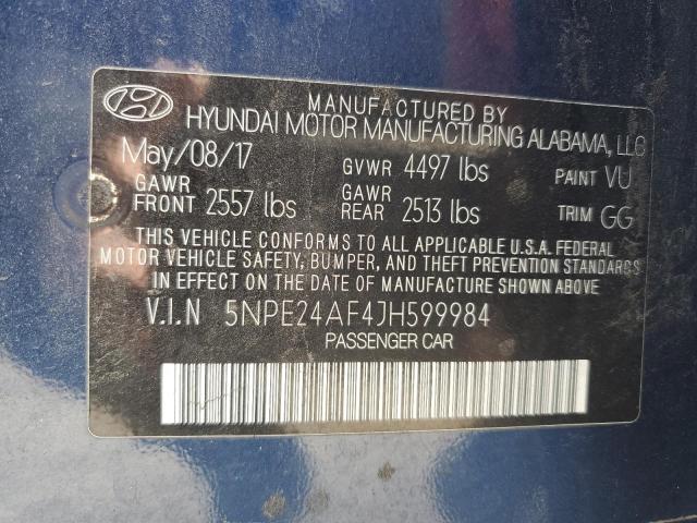 5NPE24AF4JH599984 - 2018 HYUNDAI SONATA SE BLUE photo 12