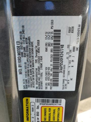 3FA6P0SU0FR247748 - 2015 FORD FUSION TITANIUM PHEV GRAY photo 12