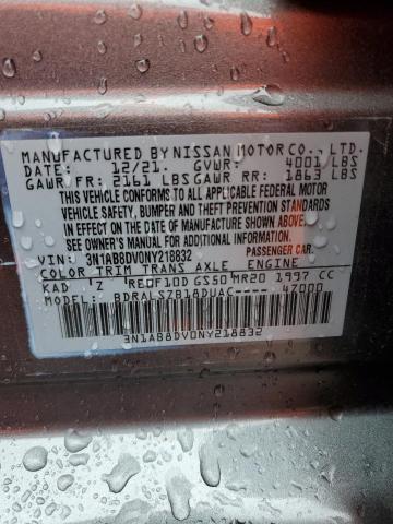 3N1AB8DV0NY218832 - 2022 NISSAN SENTRA SR GRAY photo 12