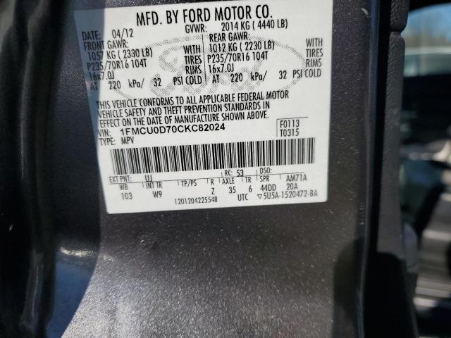 1FMCU0D70CKC82024 - 2012 FORD ESCAPE XLT CHARCOAL photo 13