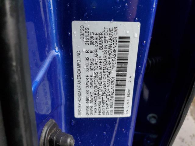 19UUB1F62LA012891 - 2020 ACURA TLX TECHNOLOGY BLUE photo 12