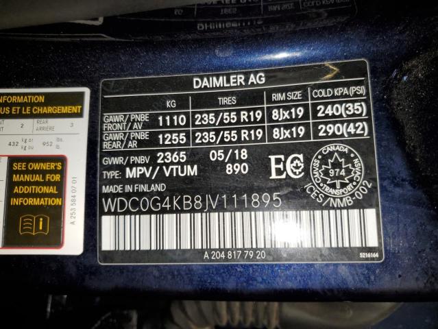 WDC0G4KB8JV111895 - 2018 MERCEDES-BENZ GLC 300 4MATIC BLUE photo 13