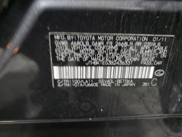 JTHBK1EG3B2436331 - 2011 LEXUS ES 350 GRAY photo 12