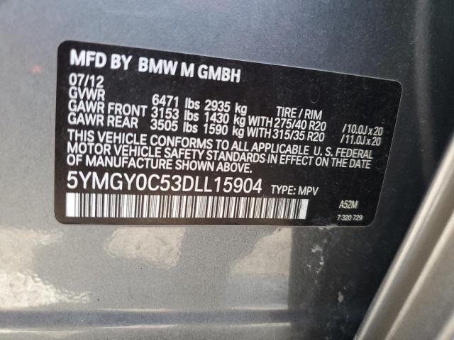 5YMGY0C53DLL15904 - 2013 BMW X5 M GRAY photo 13