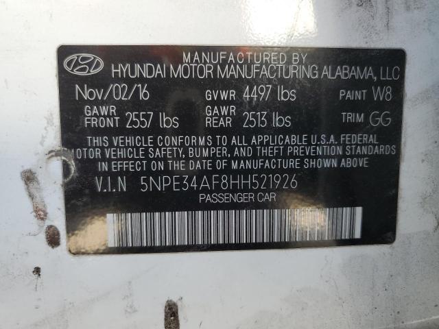 5NPE34AF8HH521926 - 2017 HYUNDAI SONATA SPORT WHITE photo 12