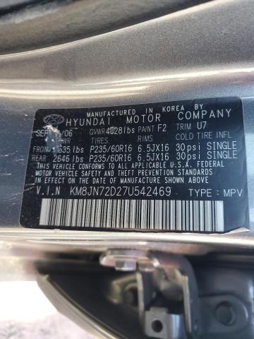 KM8JN72D27U542469 - 2007 HYUNDAI TUCSON SE SILVER photo 14