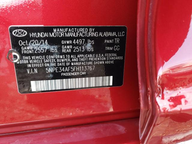 5NPE34AF5FH113767 - 2015 HYUNDAI SONATA SPORT RED photo 12