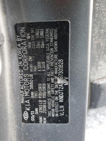 KNDJT2A2XB7301828 - 2011 KIA SOUL + GRAY photo 12