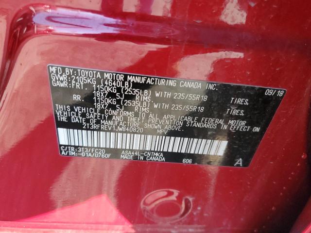 2T3RFREV1JW840820 - 2018 TOYOTA RAV4 ADVENTURE RED photo 13