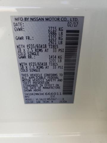 5N1DR2MN3HC666011 - 2017 NISSAN PATHFINDER S 白色 照片 13