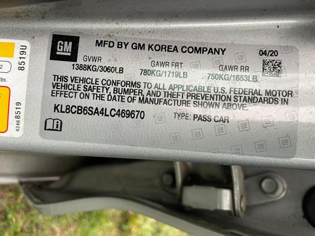 KL8CB6SA4LC469670 - 2020 CHEVROLET SPARK LS SILVER photo 10