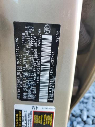 4T1BF3EK6BU678391 - 2011 TOYOTA CAMRY BASE GOLD photo 12