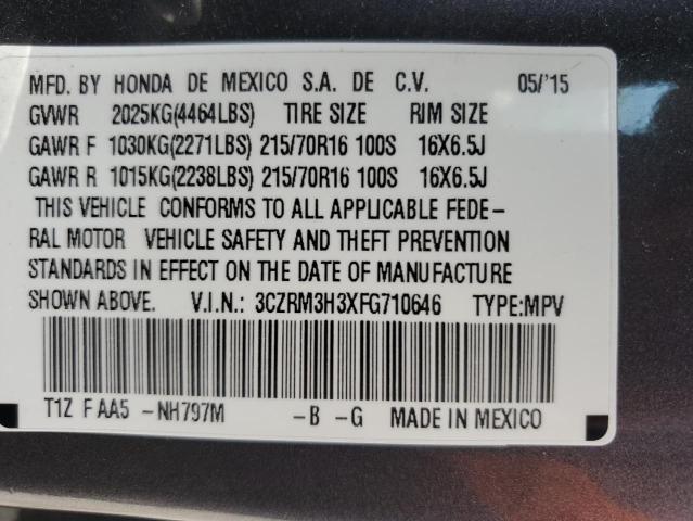 3CZRM3H3XFG710646 - 2015 HONDA CR-V LX GRAY photo 13