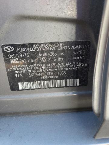 5NPEB4AC6EH841038 - 2014 HYUNDAI SONATA GLS GRAY photo 12