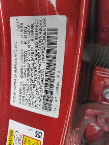 1HGCV1F52JA073021 - 2018 HONDA ACCORD EXL RED photo 13