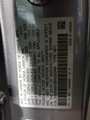 2HKRW6H39HH202695 - 2017 HONDA CR-V LX SILVER photo 12