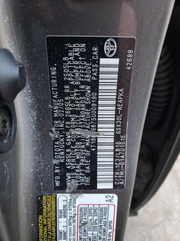 4T1BK36B75U009190 - 2005 TOYOTA AVALON XL GRAY photo 12