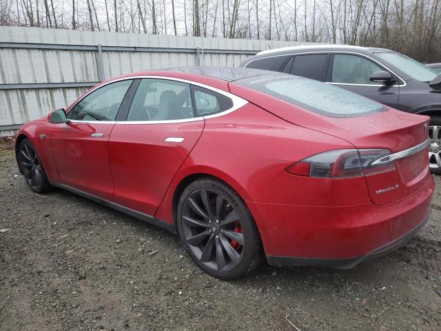 5YJSA1E46FF103697 - 2015 TESLA MODEL S RED photo 2